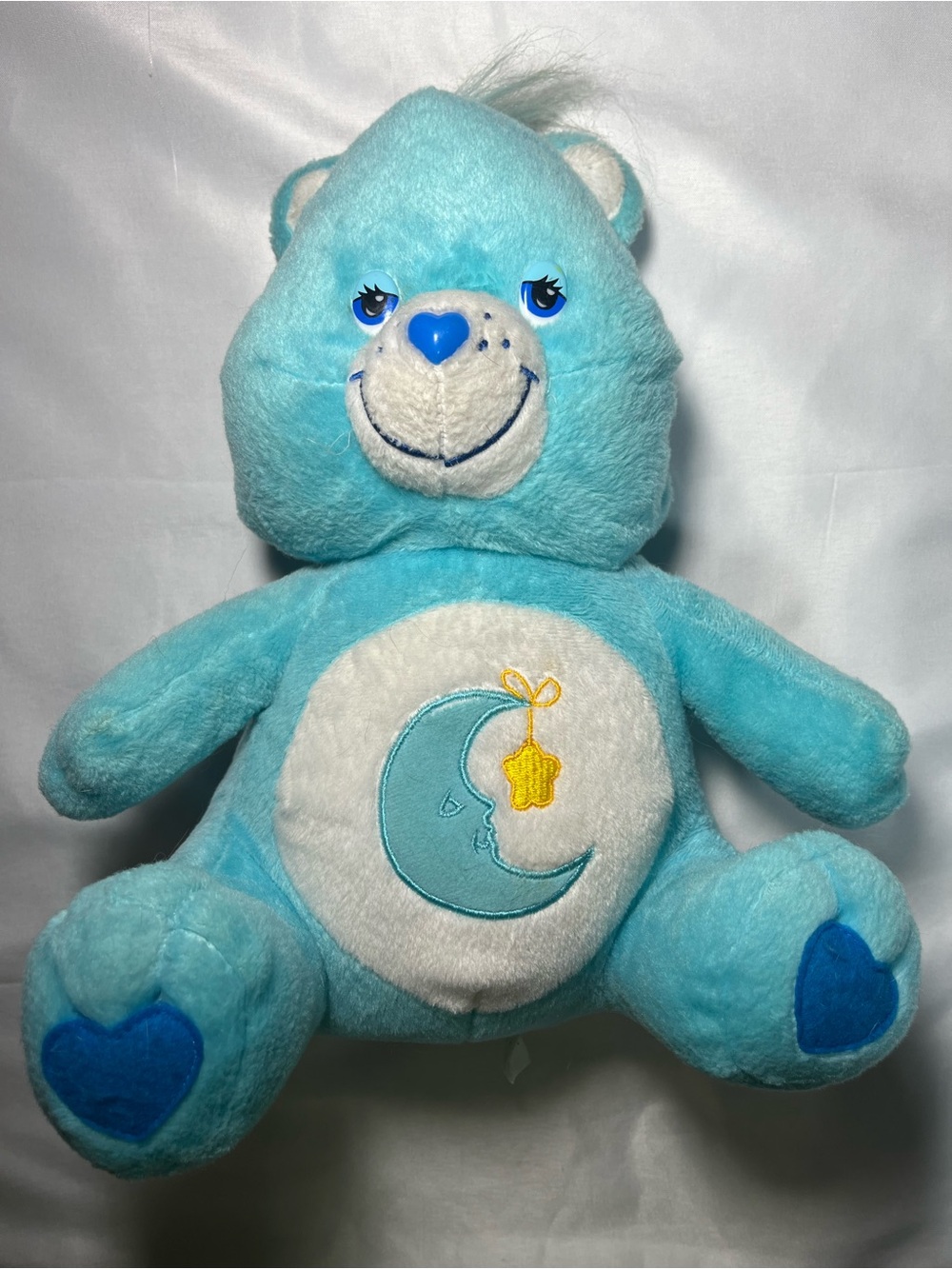 Vintage 2002 Care Bears Bedtime Bear Plush 13” Blue Moon‎ Star Heart Toy